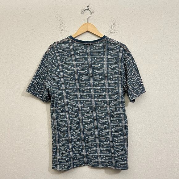 HOWLER BROTHERS Ringer T-Shirt Navy Blue Geometric Abstract SS Tee - Picture 2 of 6